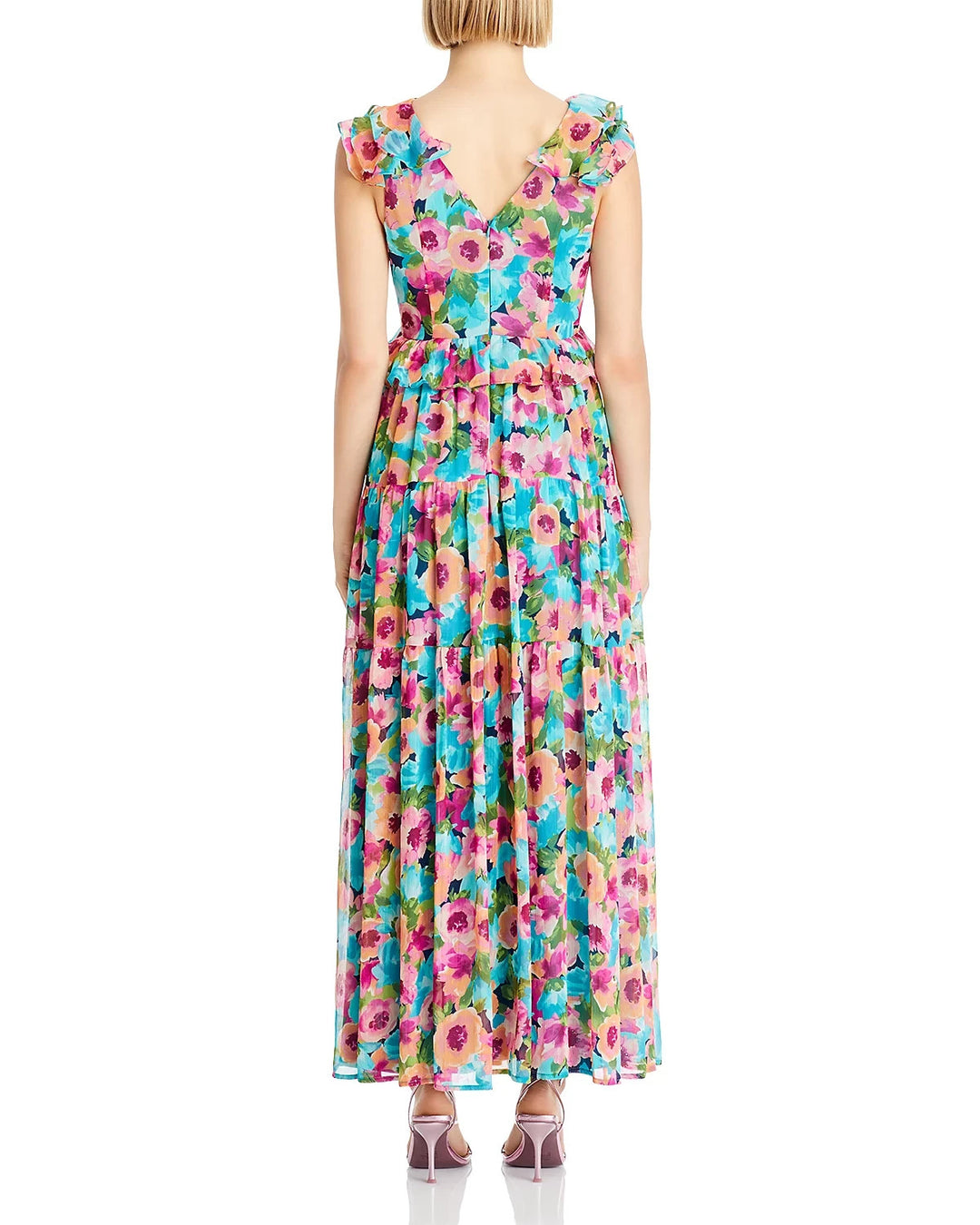 AQUA Ruffled Maxi Dress MSRP $128