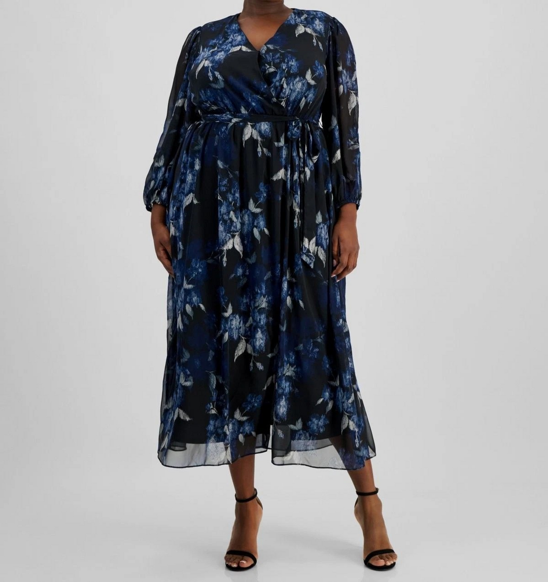 Robbie Bee Floral Chiffon Maxi Dress MSRP $99