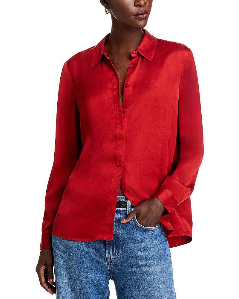 FRENCH CONNECTION Ennis Satin Shirt MSRP $118