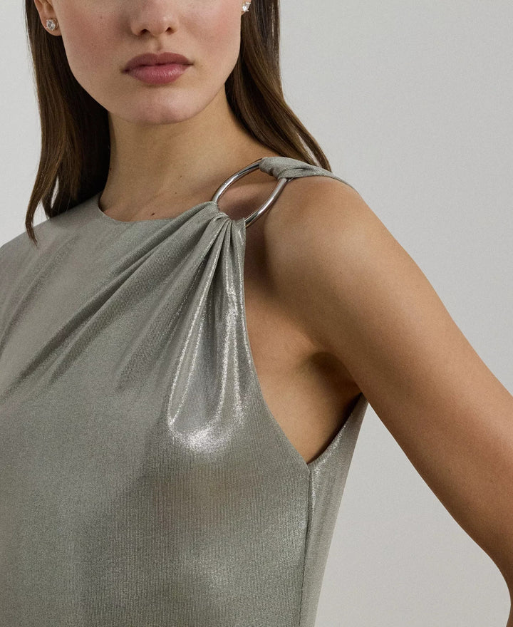 Lauren Ralph Lauren Metallic Jersey Column Gown MSRP $265
