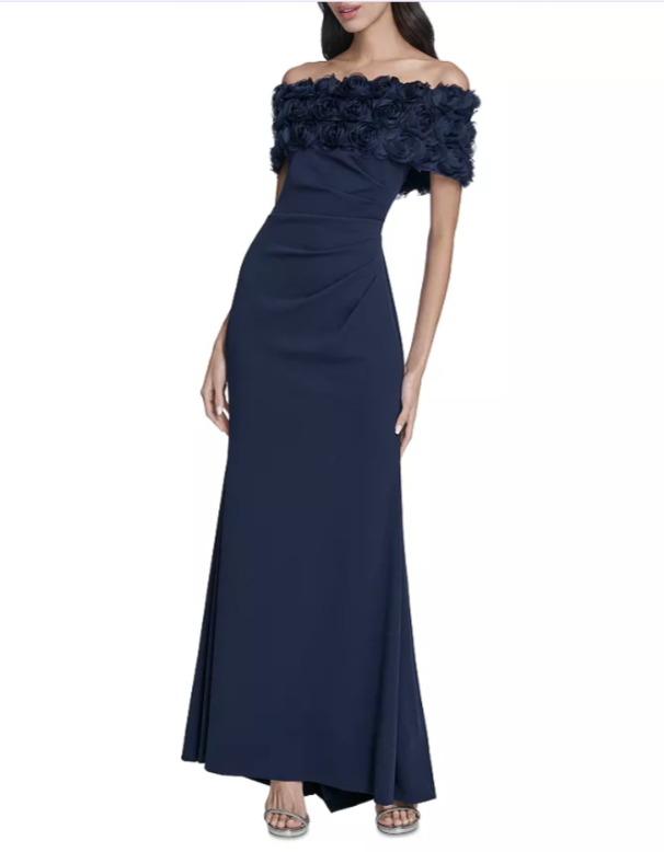Eliza J Off-the-Shoulder Side Tuck Gown MSRP $218