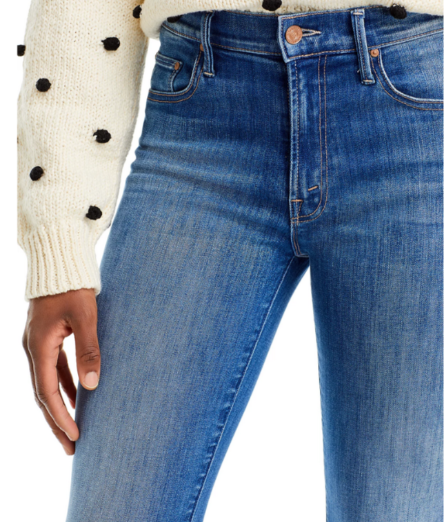 MOTHER The Insider Flood Fray High Rise Ankle Straight Jeans MSRP $248