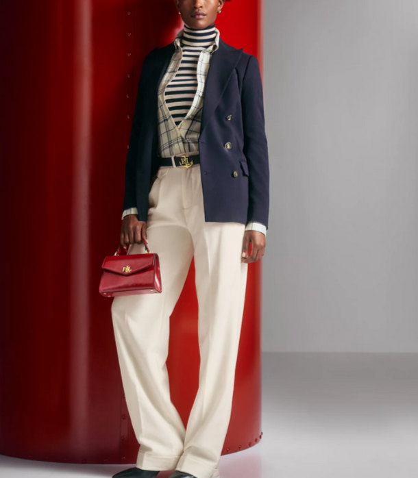 Lauren Ralph Lauren Pleated Wool Twill Straight Pants MSRP $245