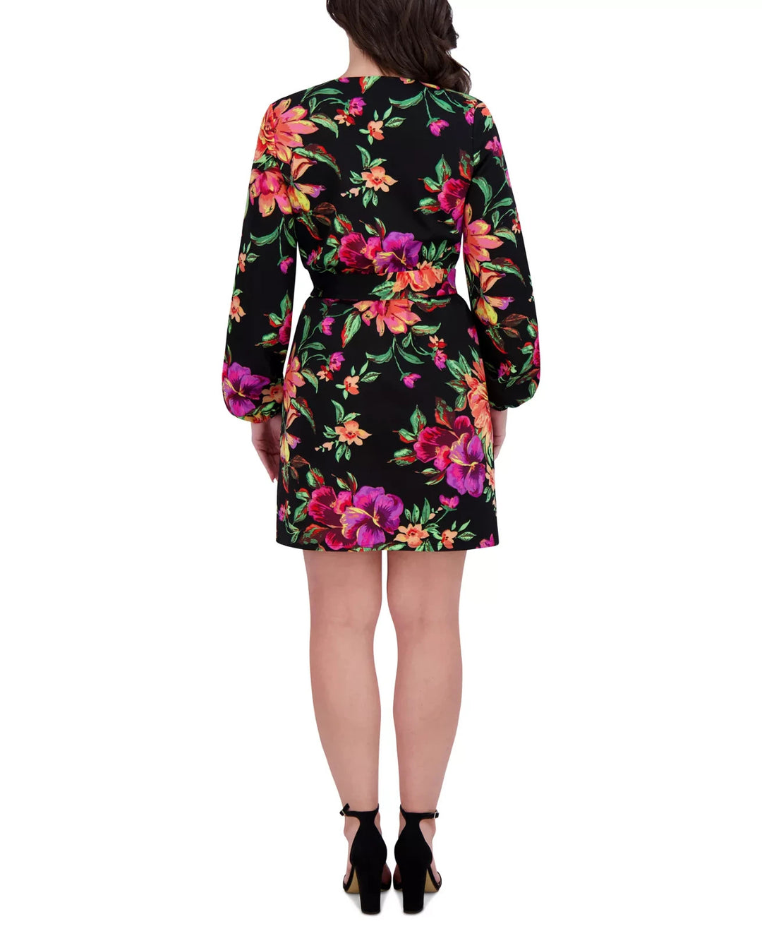 Siena Women's Floral Surplice V-Neck Long-Sleeve Dress MSRP $128
