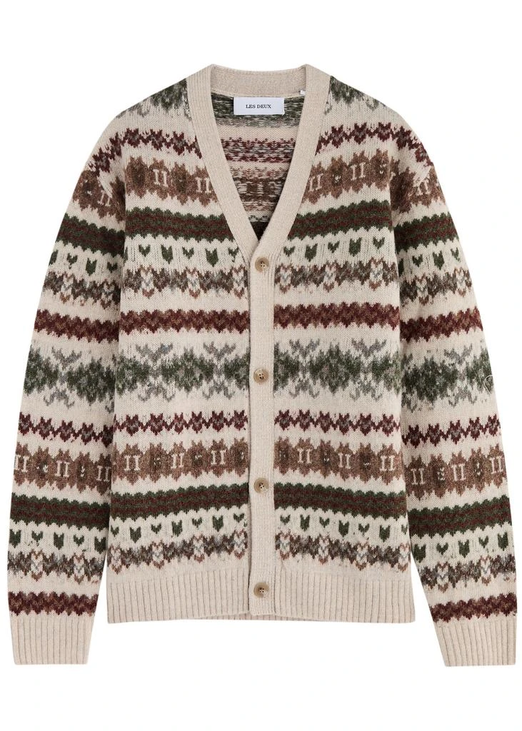 Les Deux Hordur Fair Isle Cardigan Sweater MSRP $249