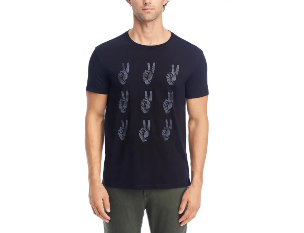 John Varvatos Cotton Multi Peace Hand Graphic Tee MSRP $98