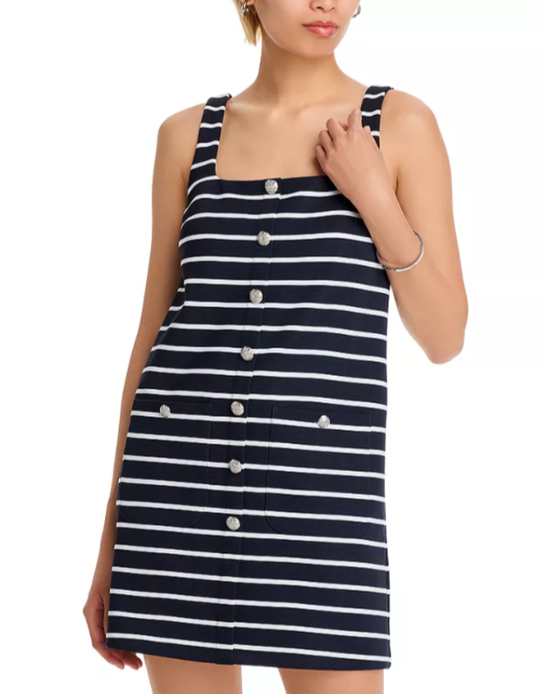 Veronica Beard Tibbie Striped Button Front Dress MSRP $398