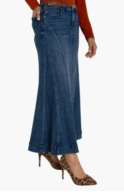 Liverpool Los Angeles Mermaid Denim Maxi Skirt MSRP $119