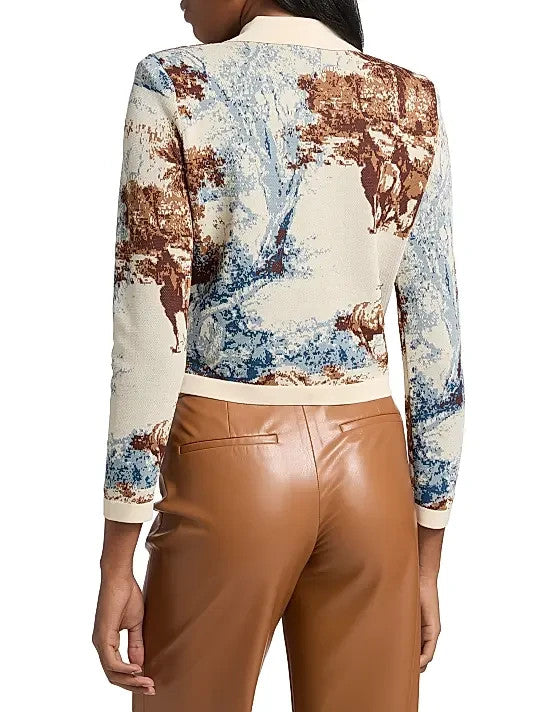 L'Agence Osiris Jacquard Collared Cardigan MSRP $495