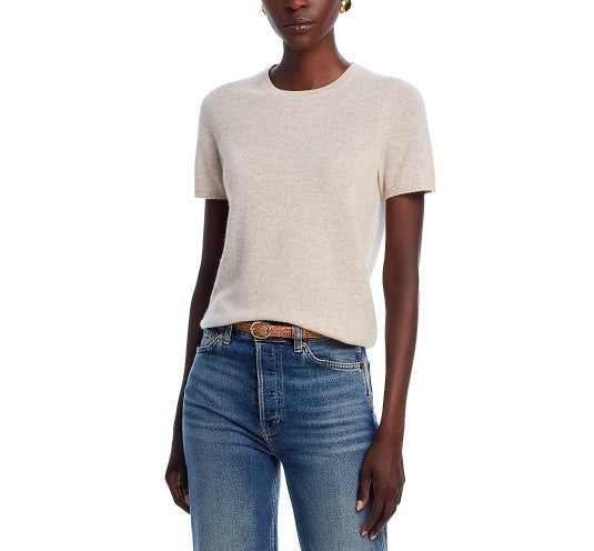 C by Bloomingdale's 100% Cashmere Short Sleeve Crewneck Sweater MSRP $148