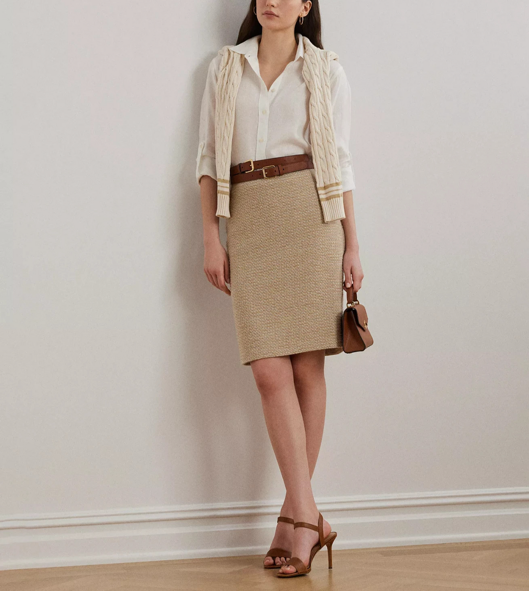 Lauren Ralph Lauren Women's Cotton-Blend Bouclé Pencil Skirt MSRP $195