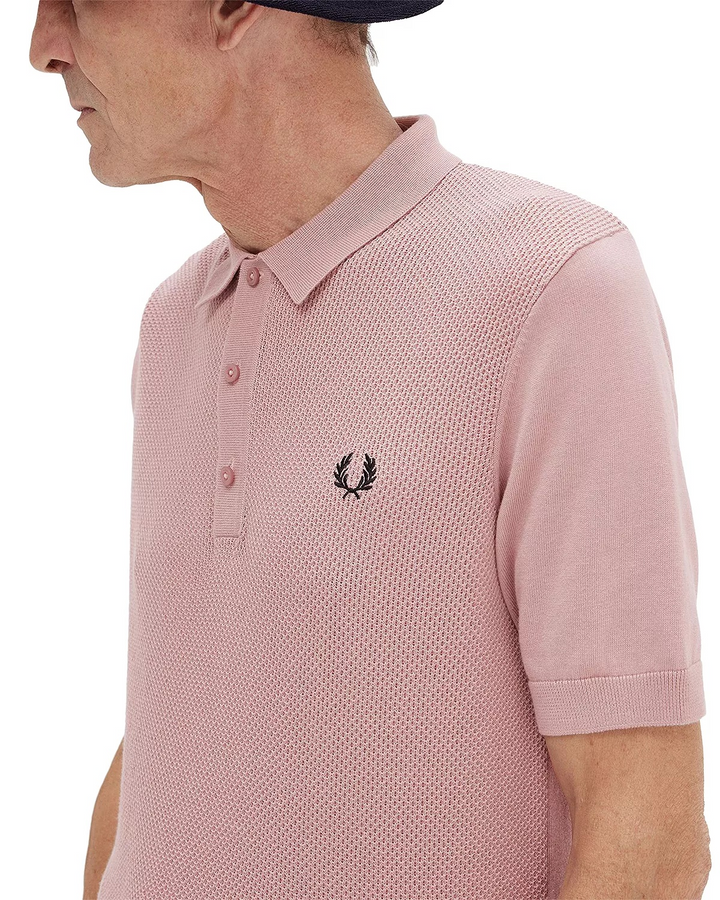 Fred Perry Cotton Textured Knit Regular Fit Polo Shirt MSRP $98