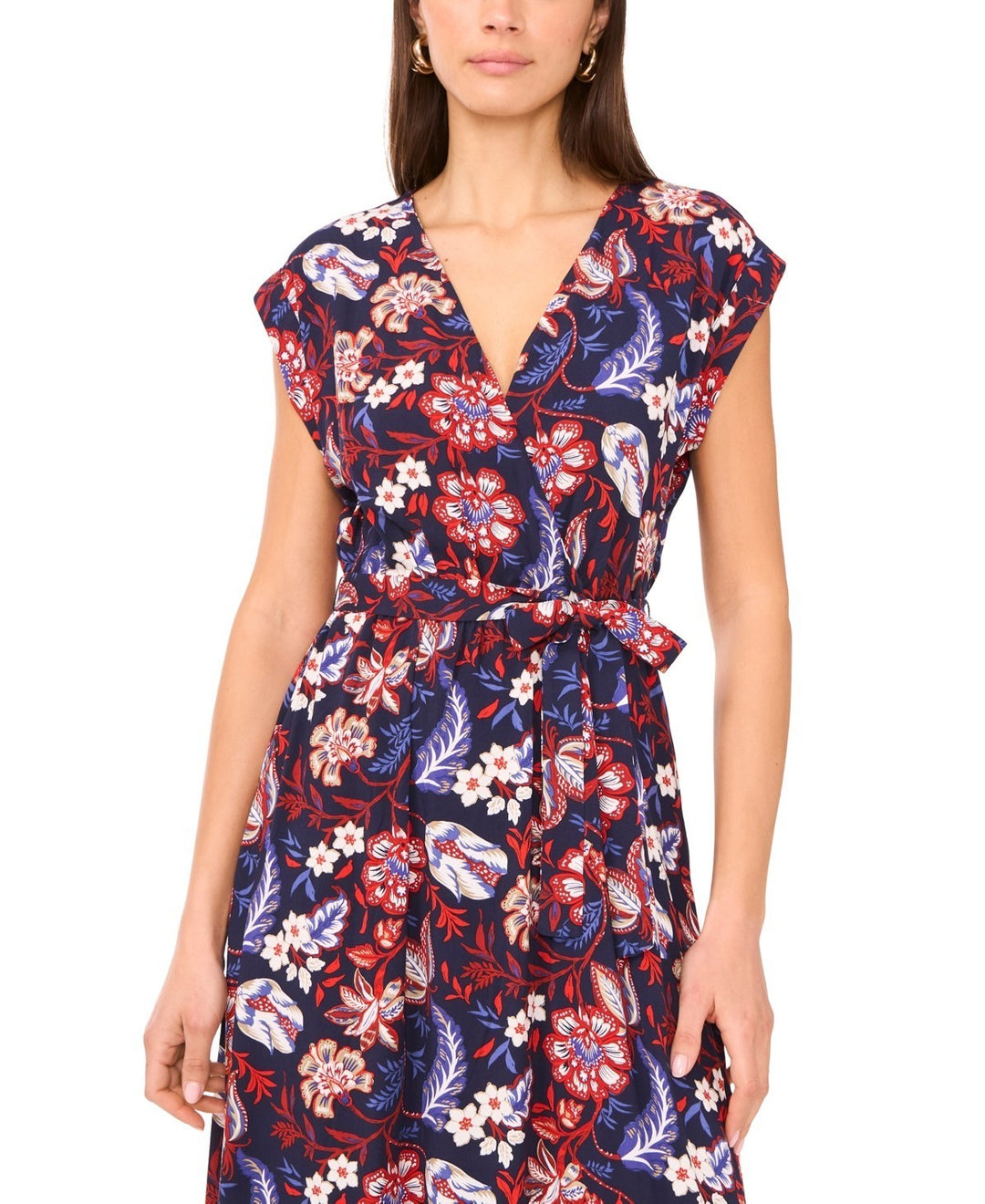 Sam & Jess Women's Floral Challis Belted Maxi Dress MSRP $79