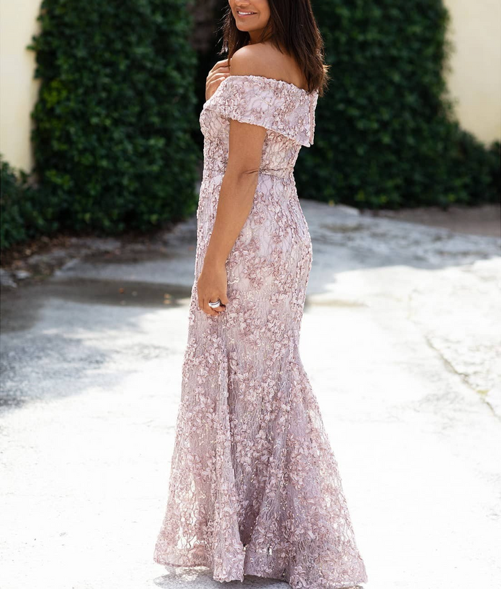 XSCAPE Off-The-Shoulder Lace Gown $289