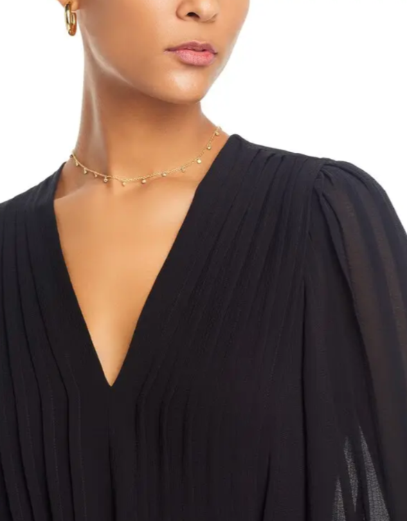 Kobi Halperin Tatum Pintucked V Neck Midi Dress MSRP $448