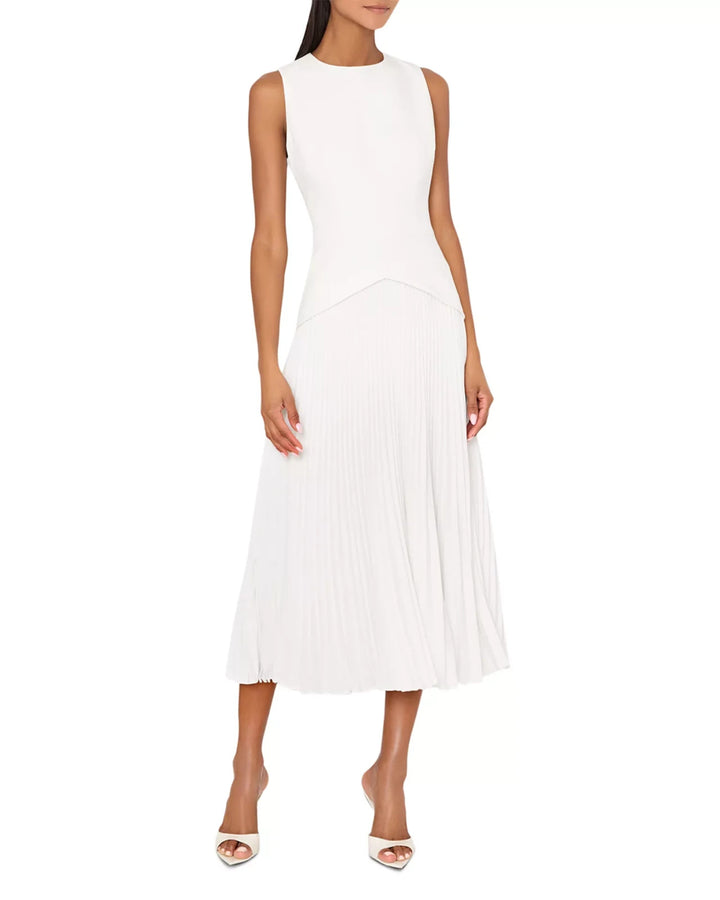 MILLY Haddy Pleated Midi Dress MSRP $450