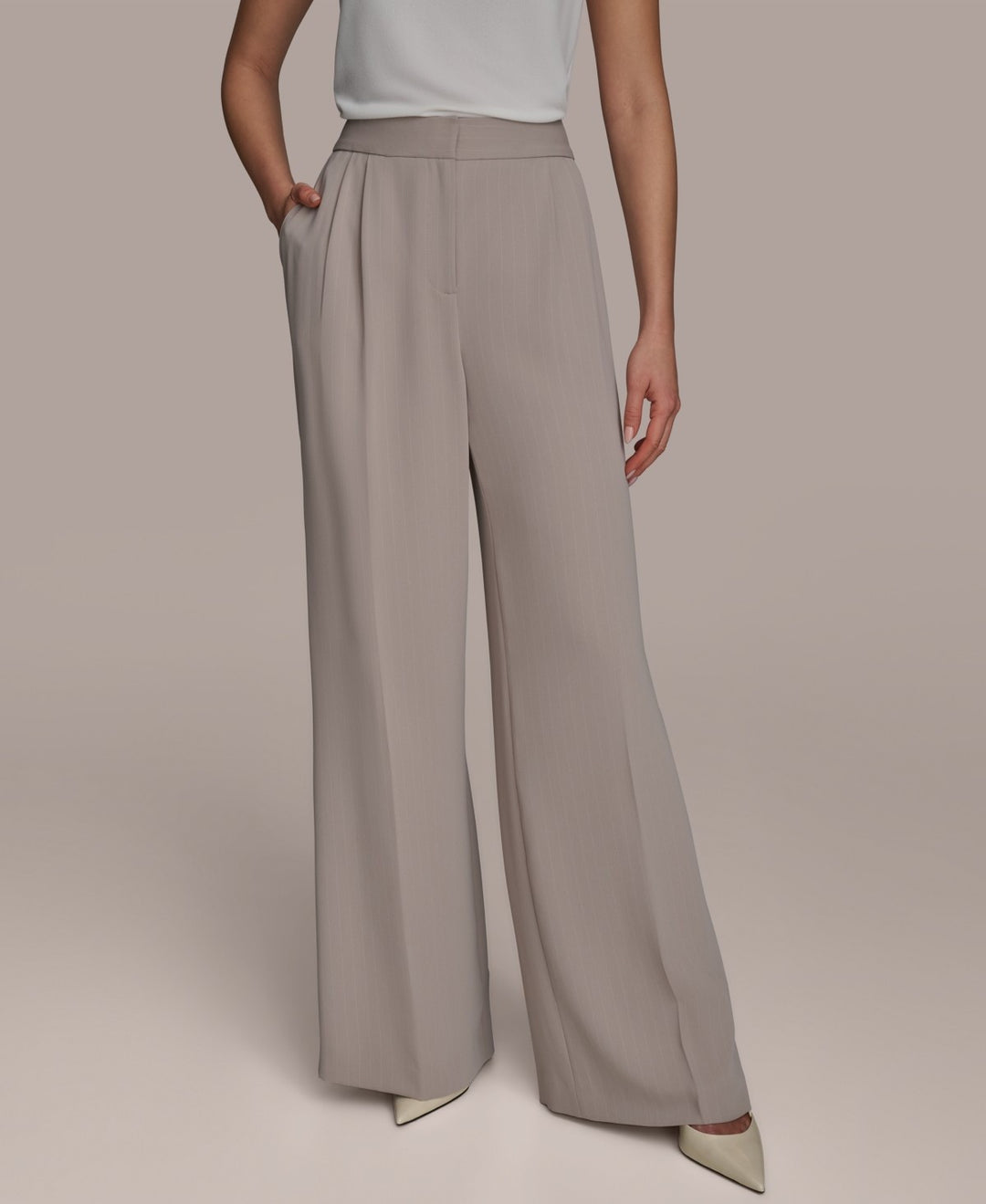 Donna Karan New York Pinstripe Wide-Leg Pants MSRP $109