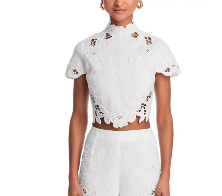 Cult Gaia Filippa Embroidered Crop Top MSRP $598