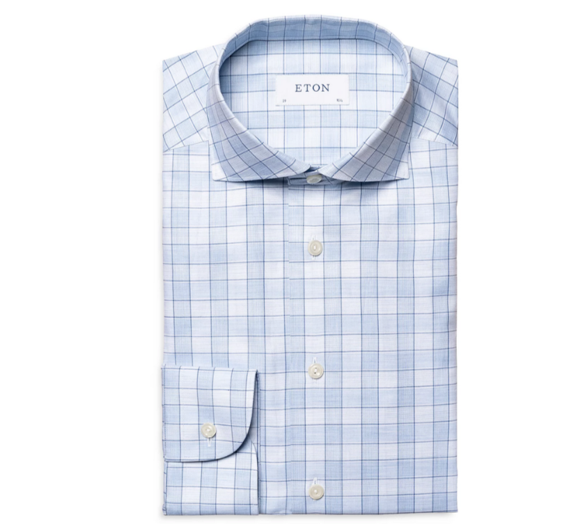 Eton Contemporary Fit Mélange Plaid Shirt MSRP $280