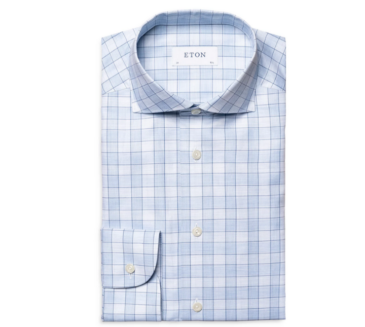 Eton Contemporary Fit Mélange Plaid Shirt MSRP $280