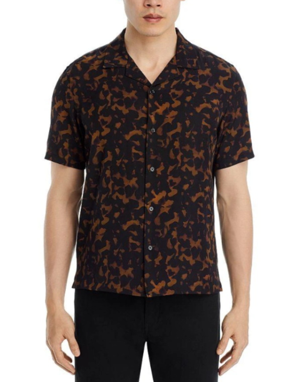 Theory Irving Tortoise Short Sleeve Button Down Shirt MSRP $195