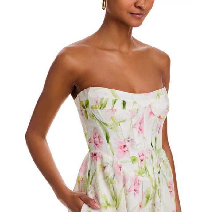 Bardot Lola Floral Corset Midi Dress MSRP $169