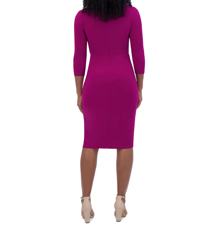 Jessica Howard Petite Ruched Ruffled Sheath Dress MSRP $99