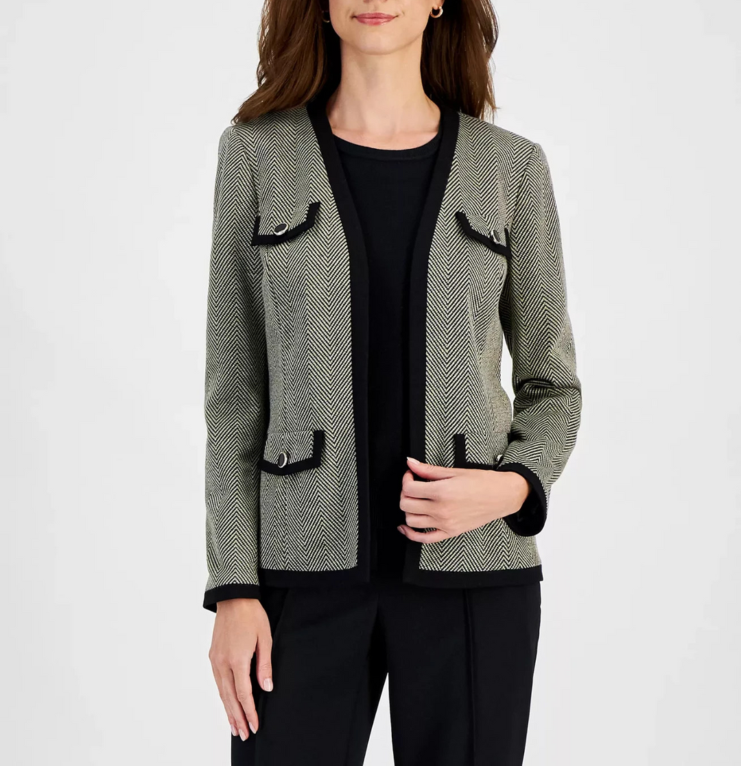 Kasper Women's Herringbone Framed Jacket MSRP $139