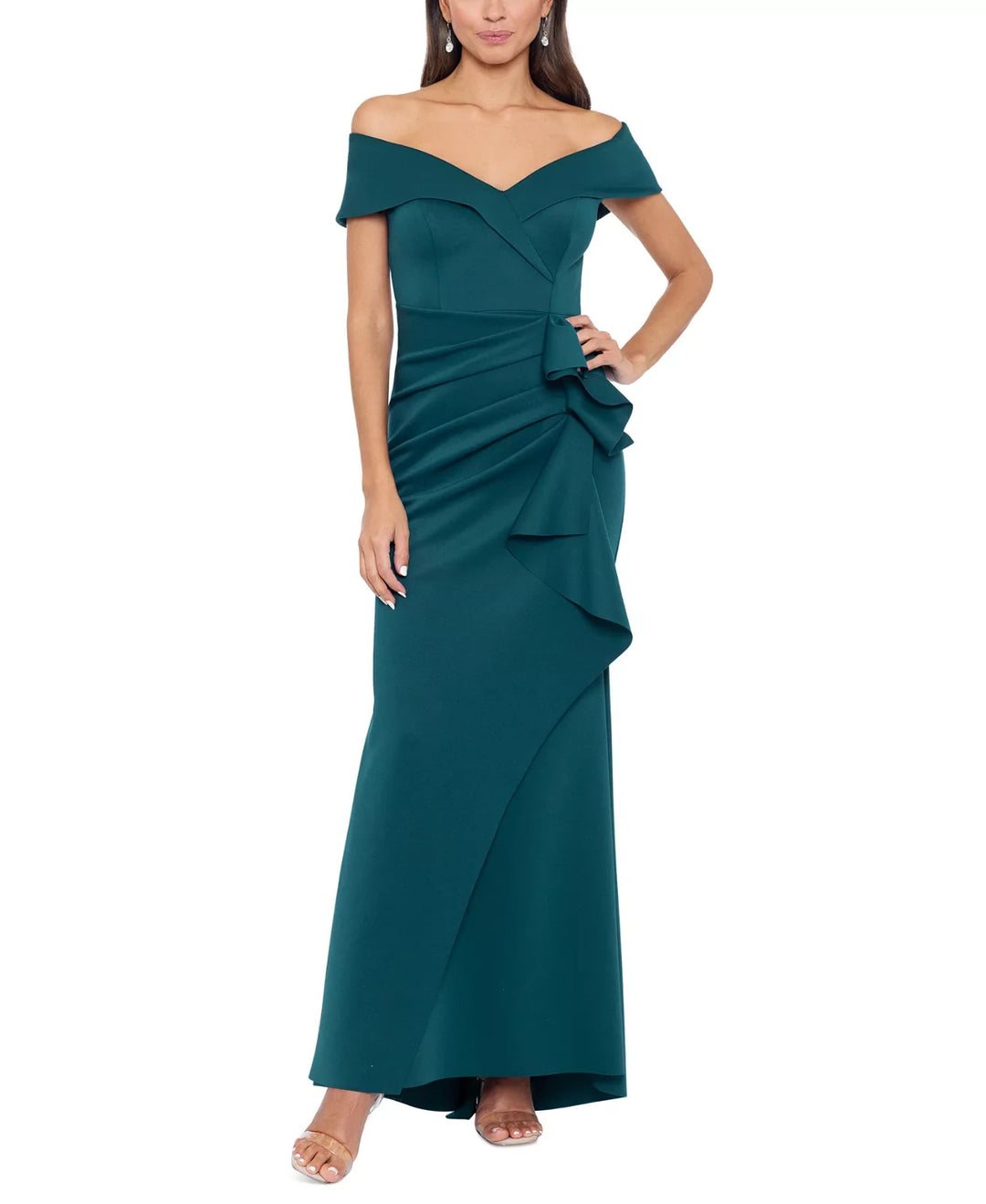 XSCAPE Scuba Off-The-Shoulder Gown MSRP $279
