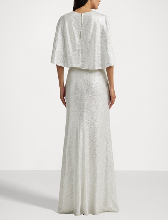 Lauren Ralph Lauren Twist-Front Cape-Overlay Gown MSRP $295