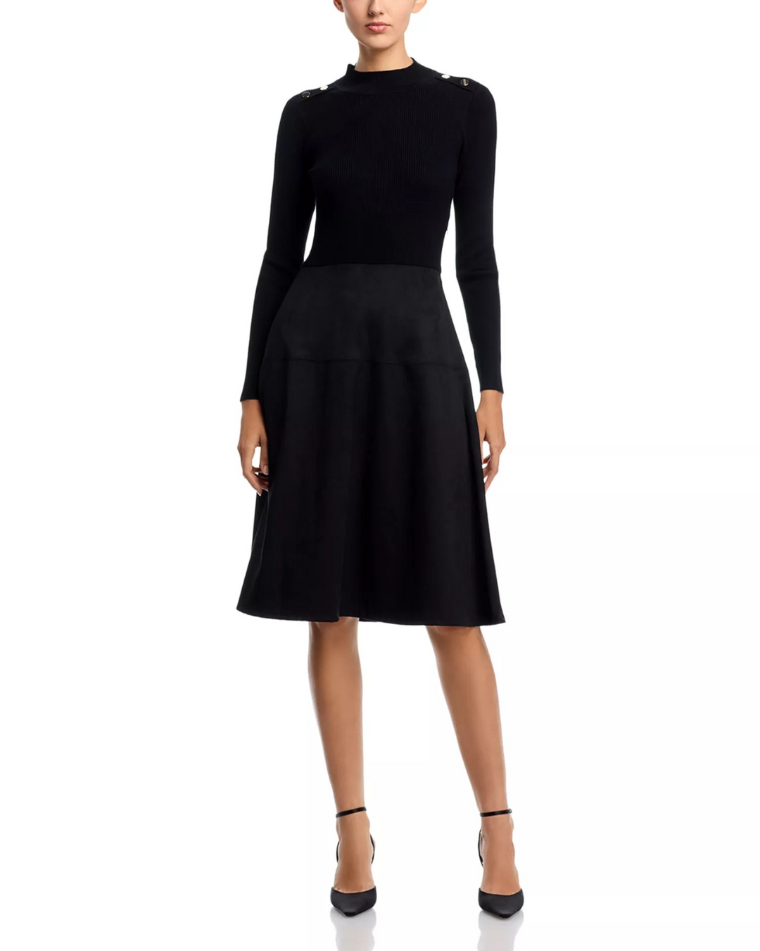 T Tahari Mock Neck Long Sleeve Dress MSRP $128