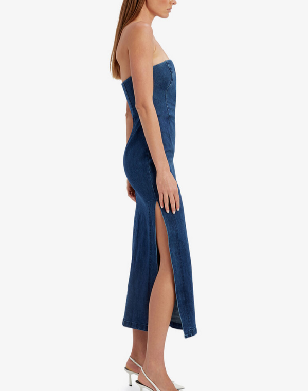 Bardot Eleni Denim Midi Dress MSRP $179