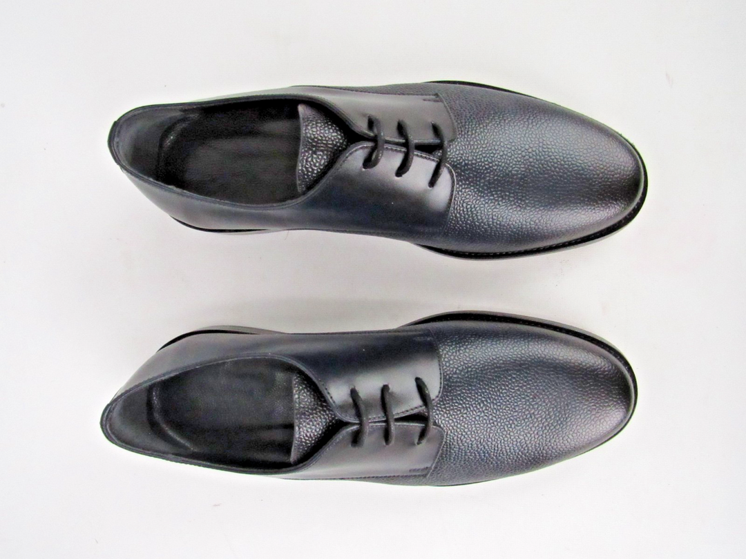 Navy Calf Leather Derby Shoes – Handcrafted Size EU 41