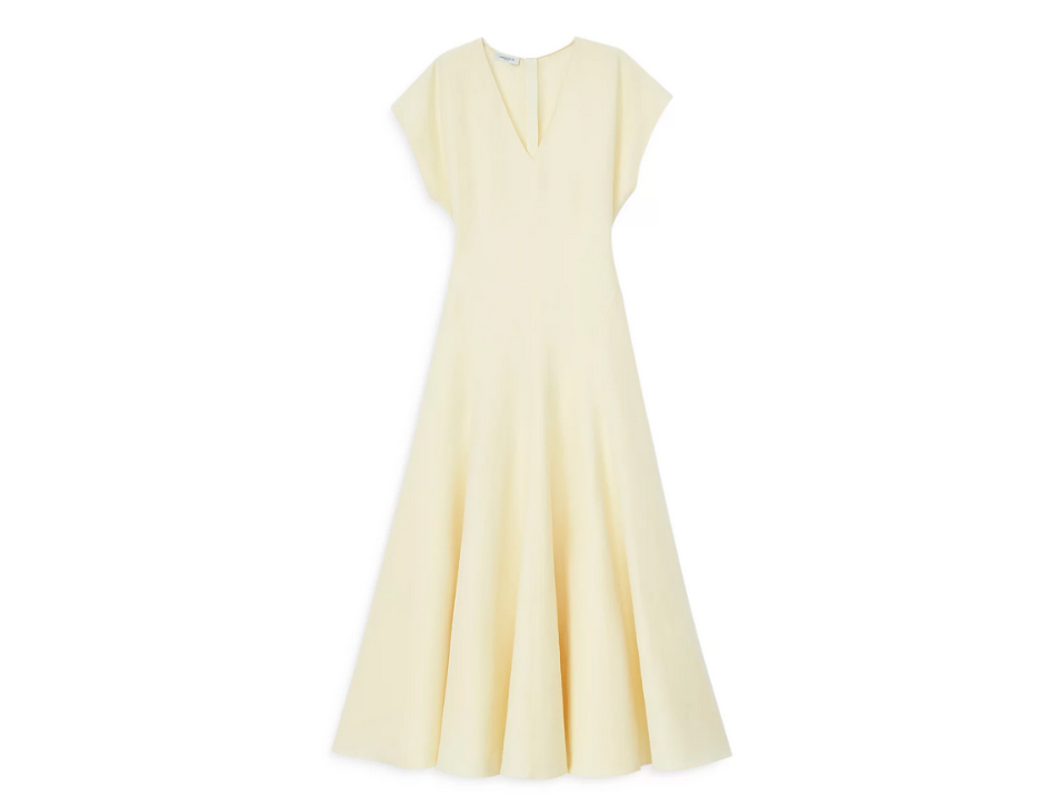 Lafayette 148 New York V Neck Flared Maxi Dress MSRP $1298