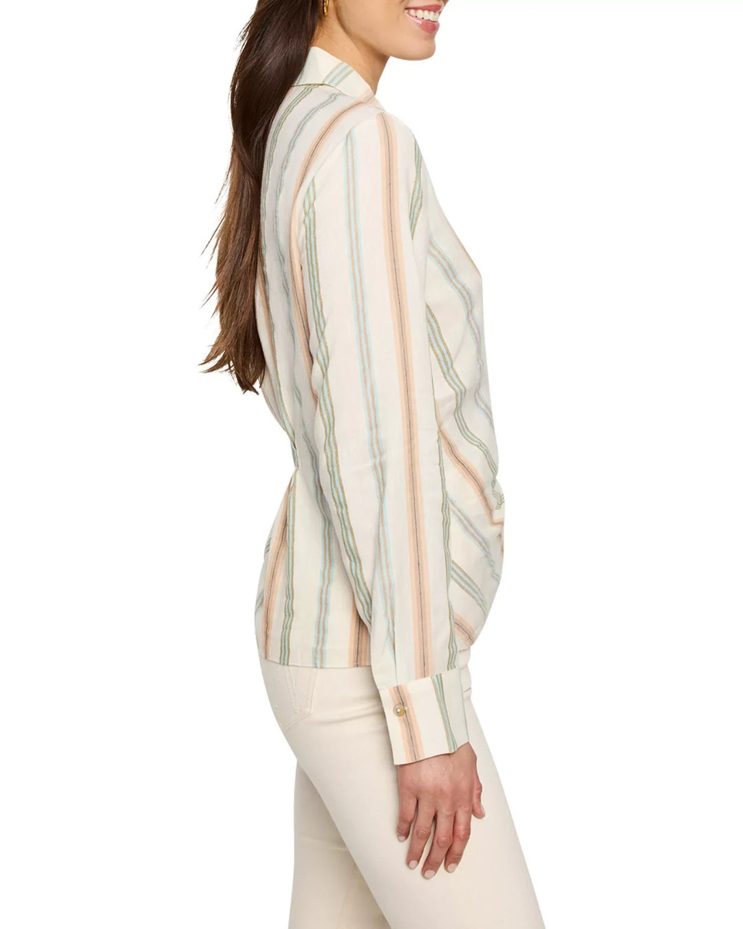 NIC+ZOE Striped Faux Wrap Top MSRP $158