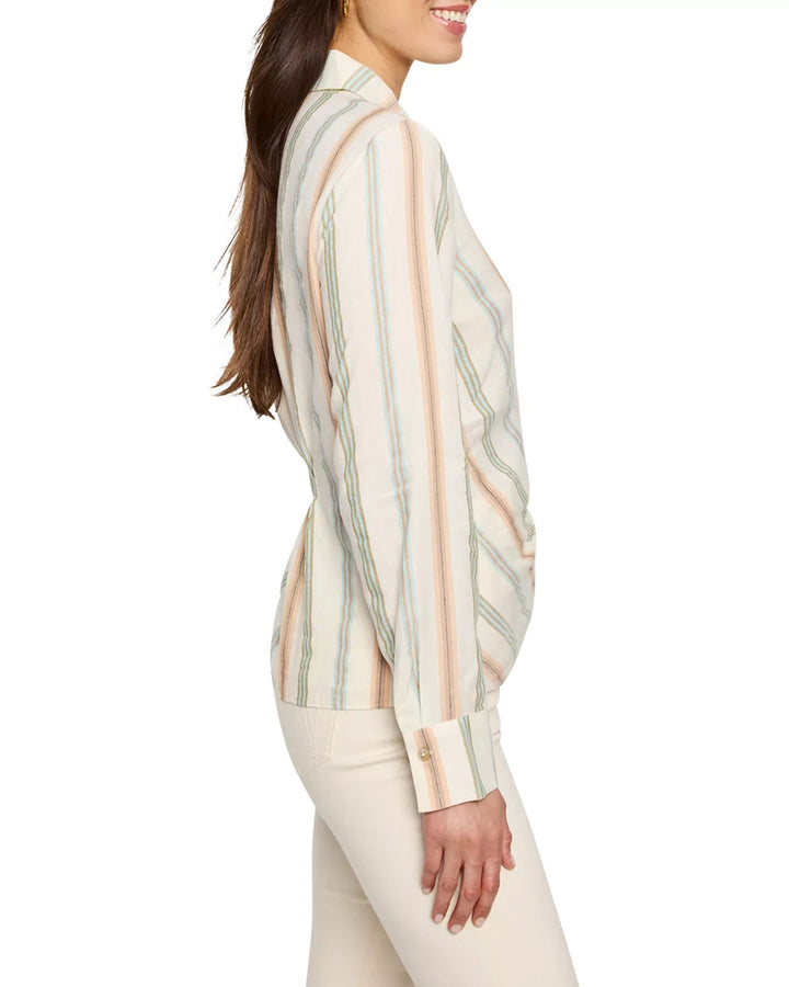NIC+ZOE Striped Faux Wrap Top MSRP $158