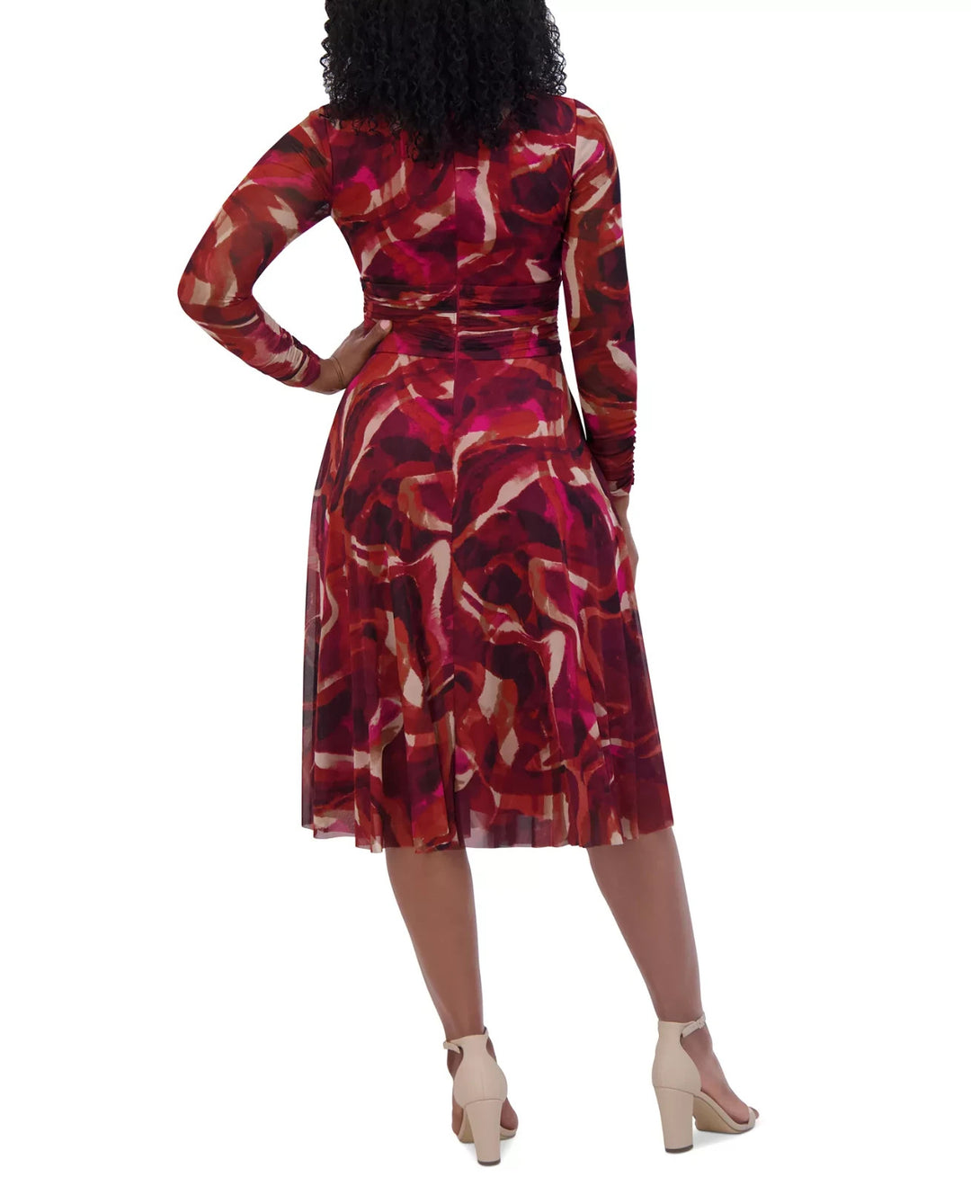 Jessica Howard Printed Ruched-Waist Midi Dress MSRP $ 119
