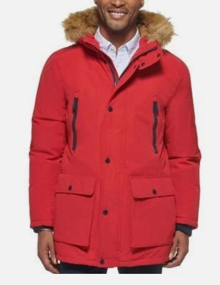 Club Room Men's Parka with a Faux Fur-Hood Jacket MSRP $250