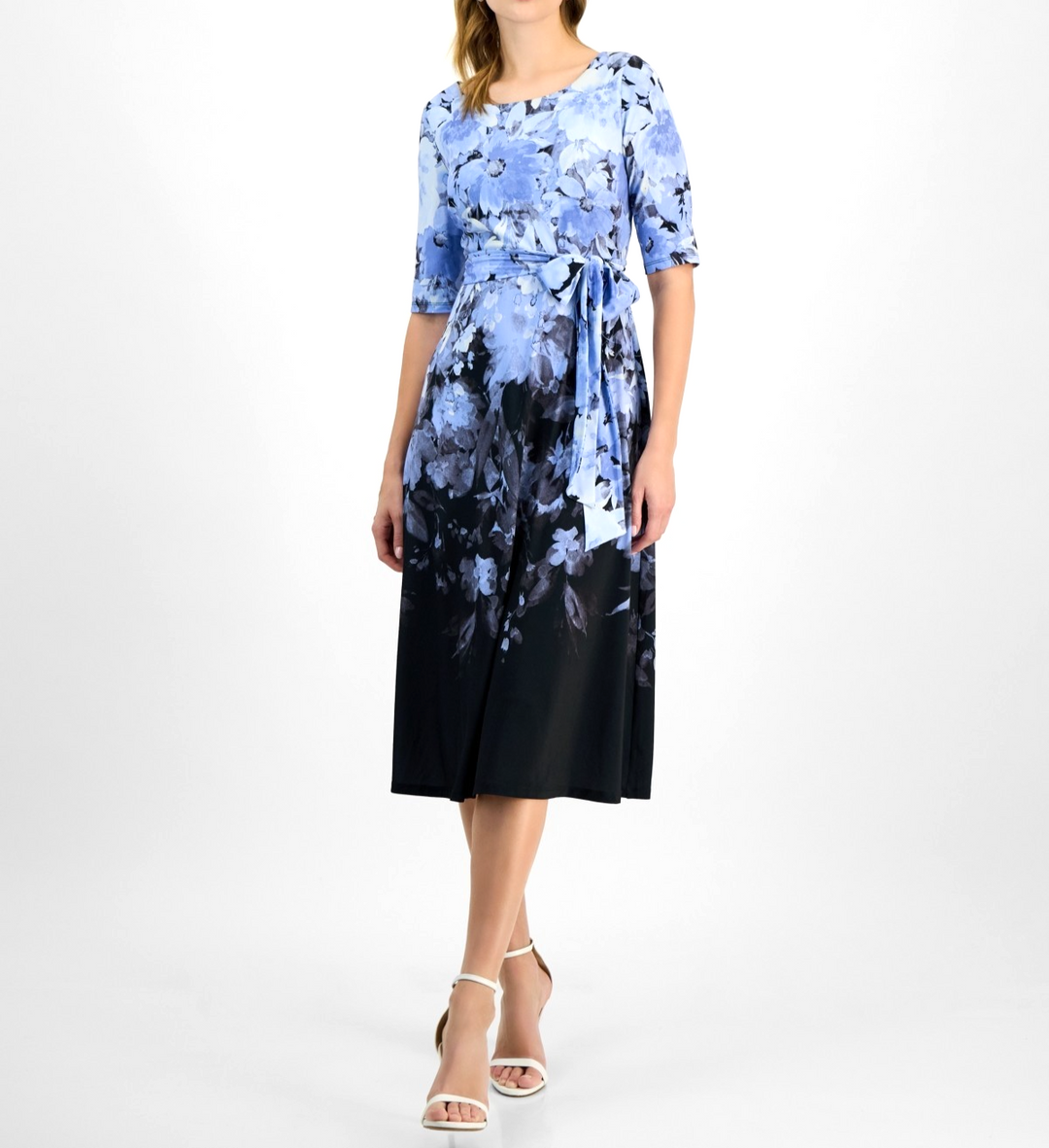 Kasper Women's Ombre Floral Fit & Flare Dress MSRP $89