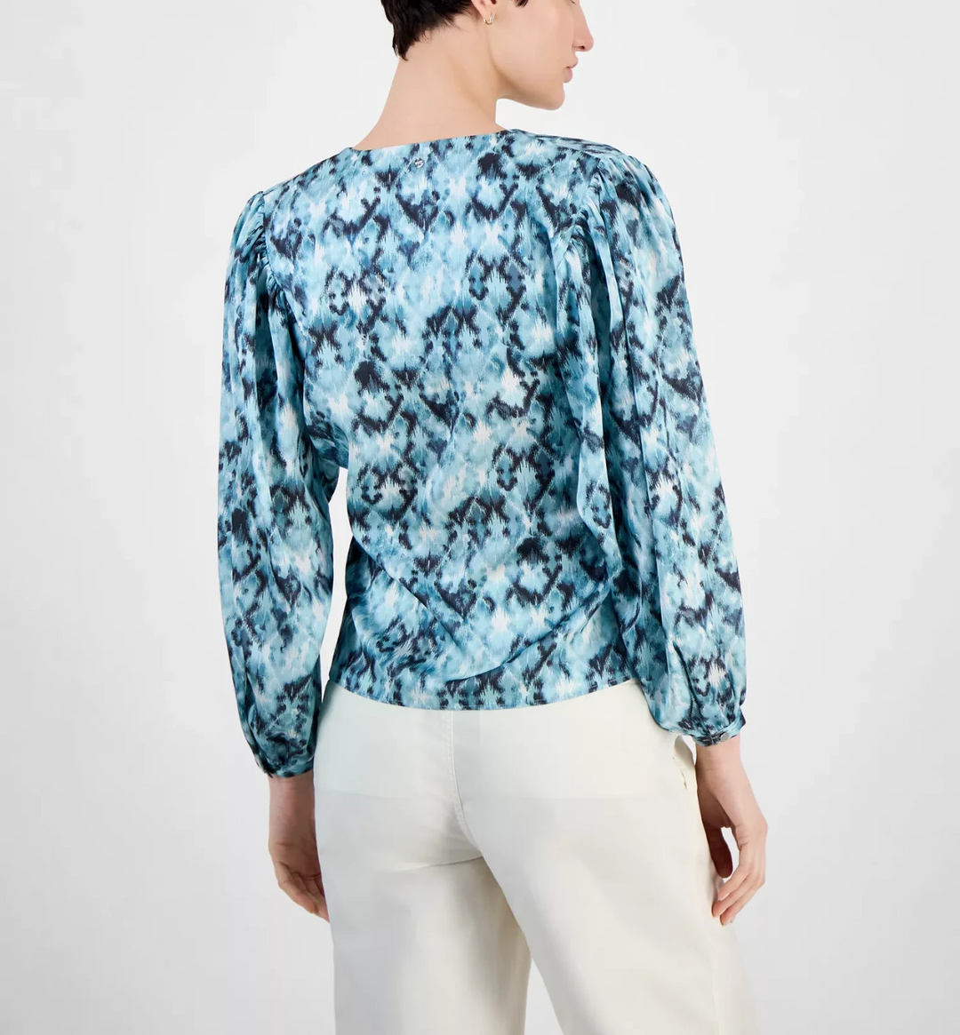 BOSS Orange Women's Faux-Wrap Buttoned-Cuff Top MSRP $129