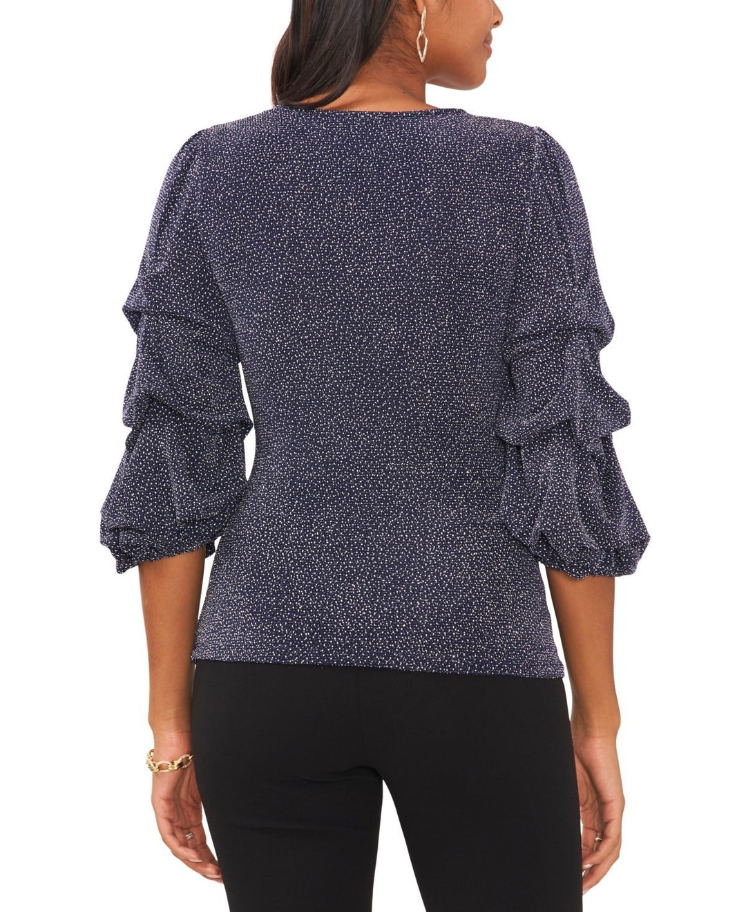 MSK Petite Glitter Surplice Bubble-Sleeve Top MSRP $69