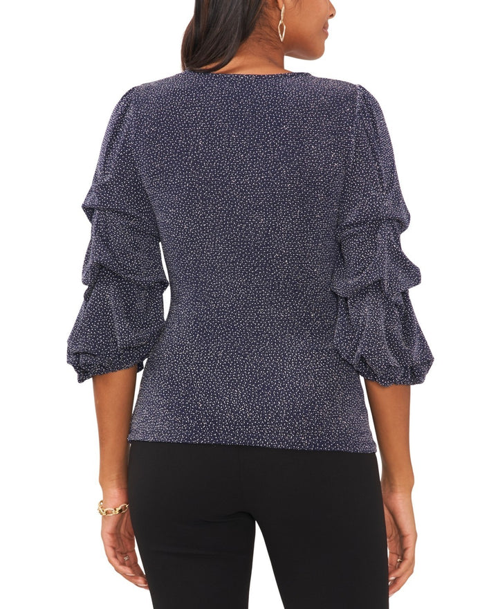MSK Petite Glitter Surplice Bubble-Sleeve Top MSRP $69