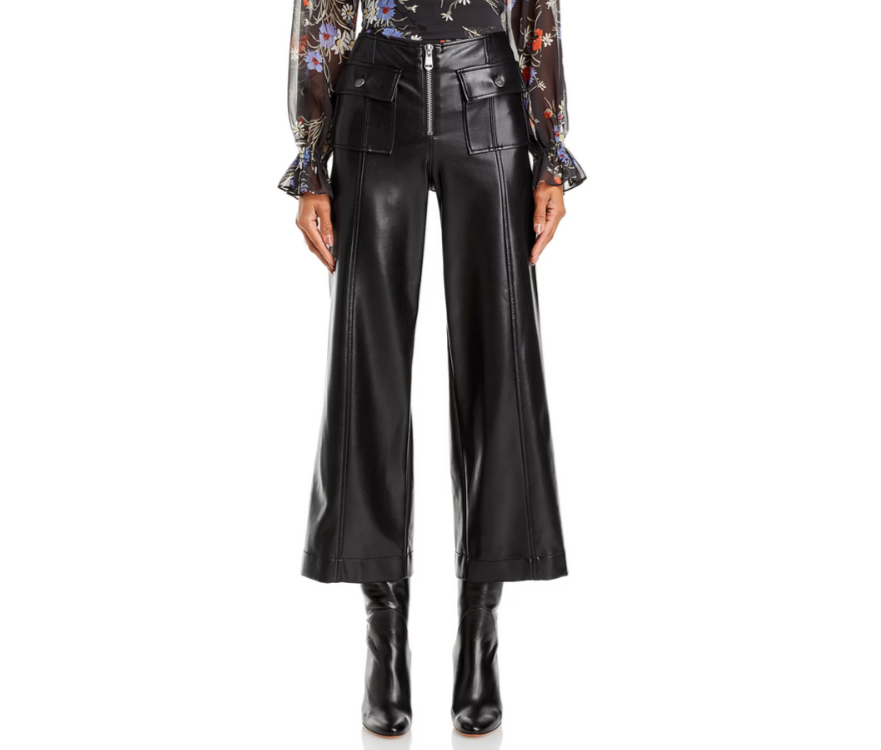 Cinq à Sept Azure Faux Leather Cropped Pants MSRP $295