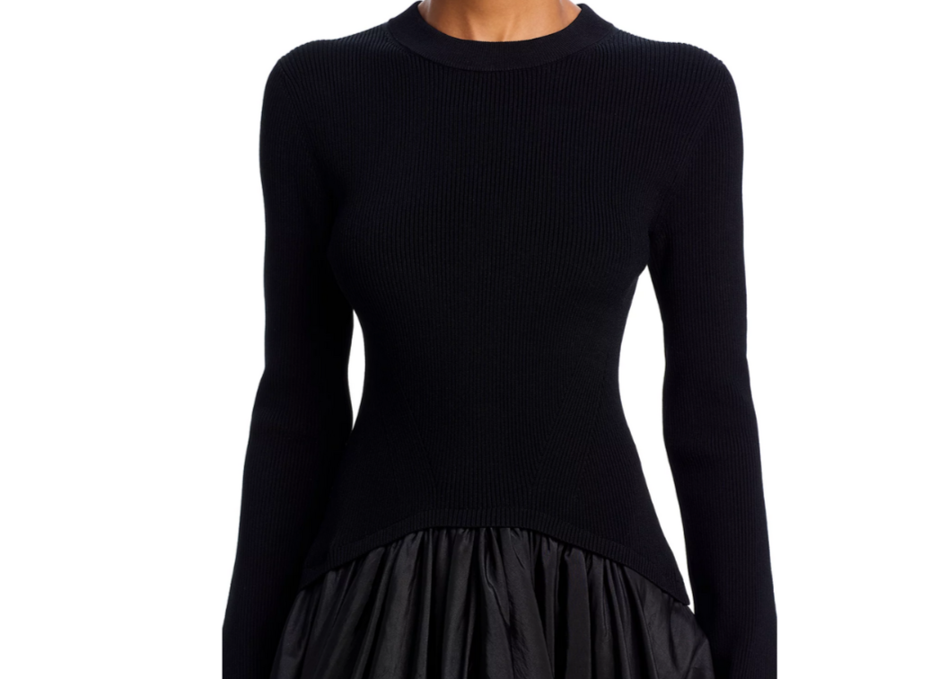 SIMKHAI Kenlie Long Sleeve Mock Neck Midi Dress MSRP $845