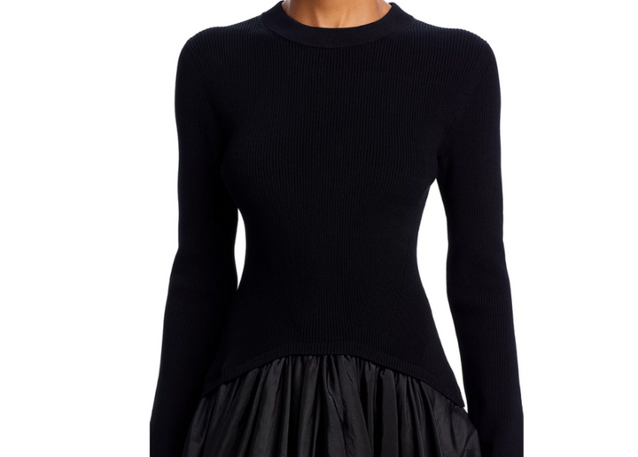 SIMKHAI Kenlie Long Sleeve Mock Neck Midi Dress MSRP $845