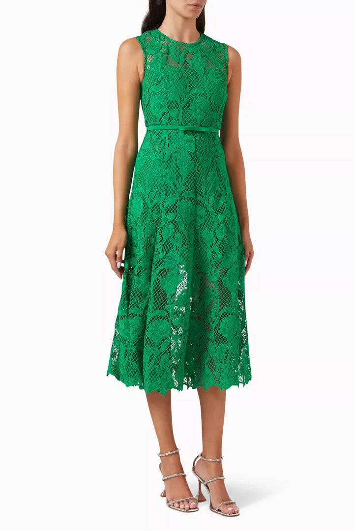 Self-Portrait Lace Sleeveless MIDI Dress MSRP $555