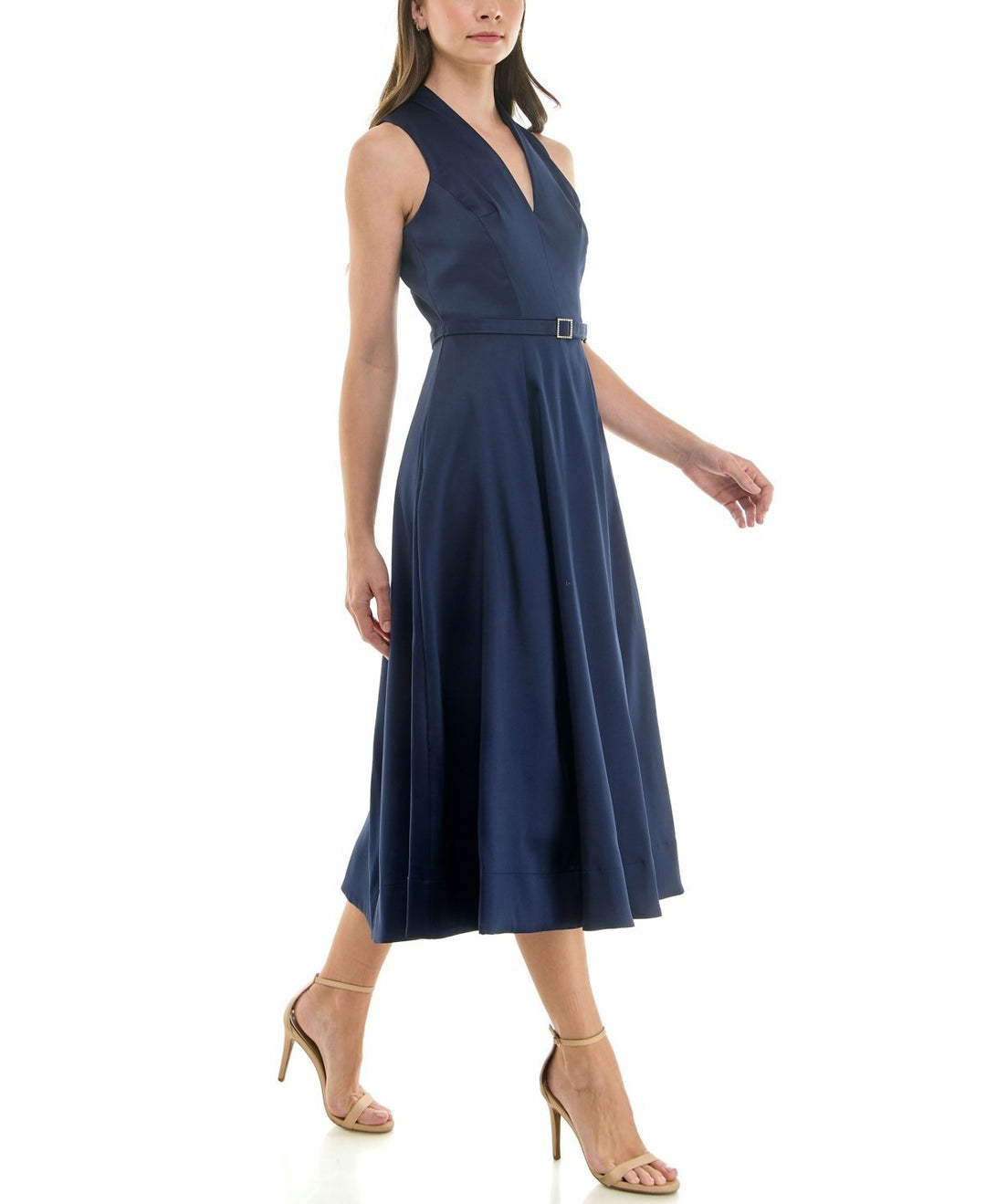 Taylor Women's Sleeveless Belted Mikado A-Line Dress MSRP $178