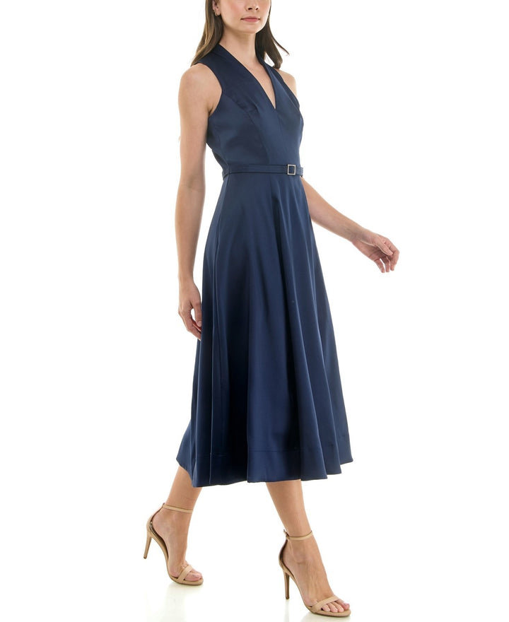 Taylor Women's Sleeveless Belted Mikado A-Line Dress MSRP $178