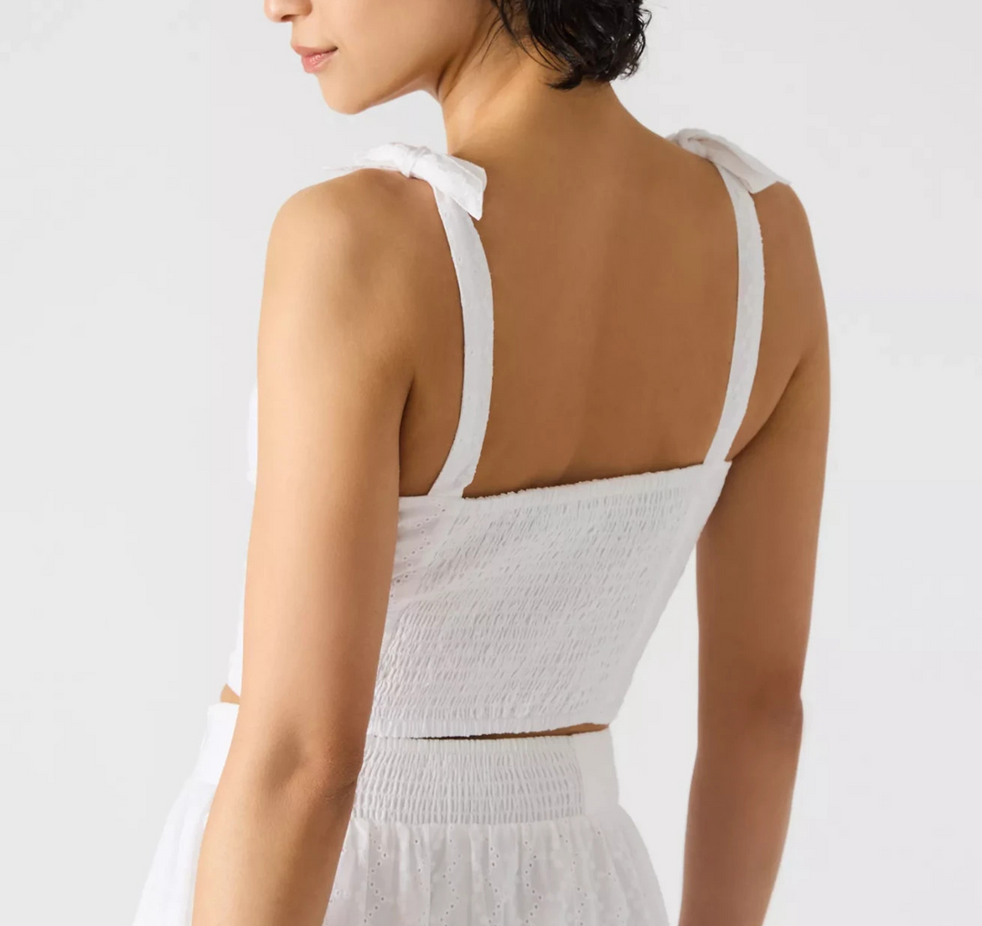 Steve Madden Embroidered Tie-Shoulder Top MSRP $69