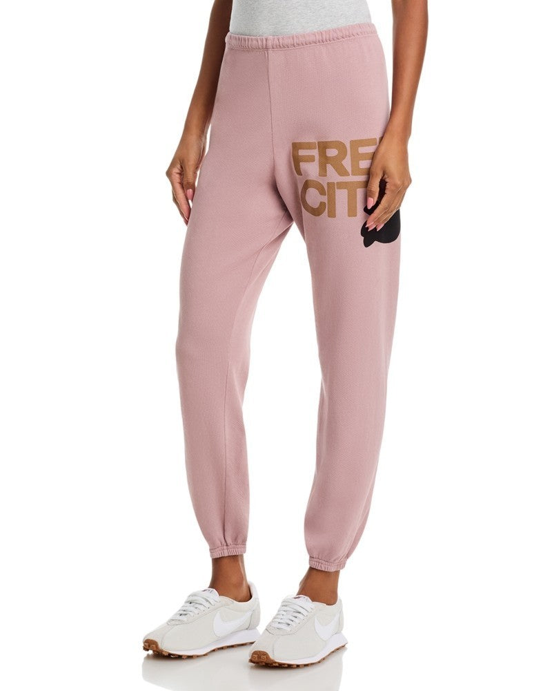 Free City Cotton Logo Sweatpants in Ballerina Golden MSRP $168